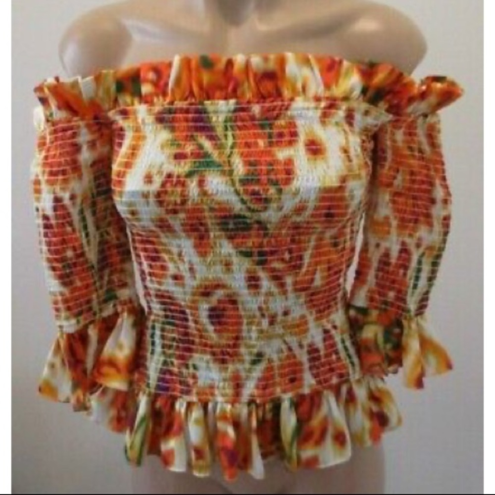 NWOT Caroline Constas off shoulder flirty ruched